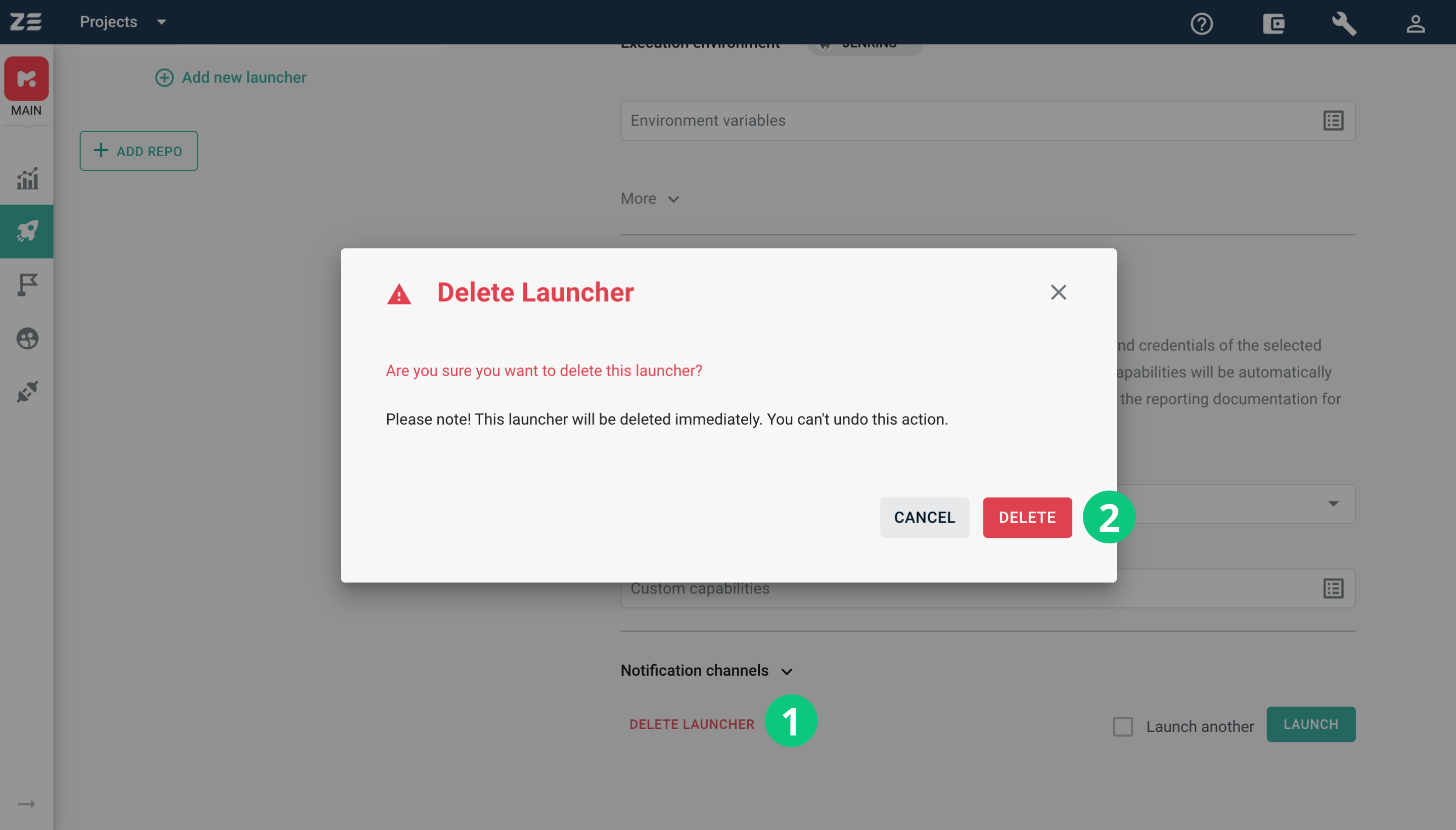 Deleting a Launcher